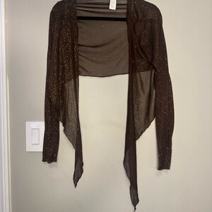 Wet Seal Brown Sheer Glitter Shrug
